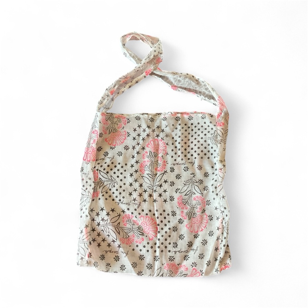 Free People Pink and Cream Floral Shoulder Bag